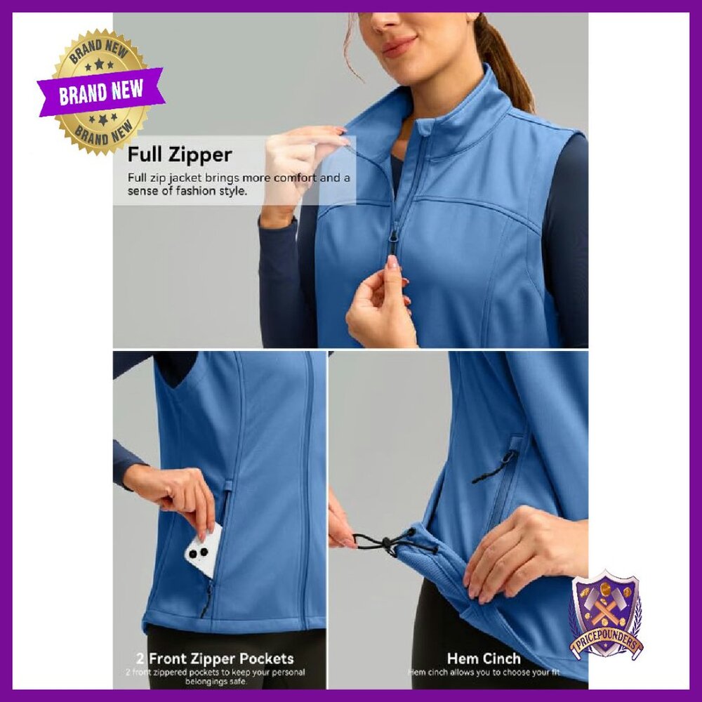 Windproof Softshell Vest With Zipper Pockets For … - image 3